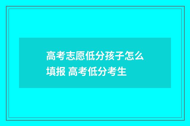 高考志愿低分孩子怎么填报 高考低分考生
