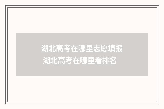湖北高考在哪里志愿填报 湖北高考在哪里看排名