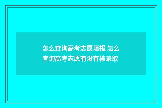 怎么查询高考志愿填报 怎么查询高考志愿有没有被录取