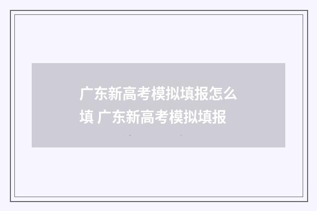 广东新高考模拟填报怎么填 广东新高考模拟填报