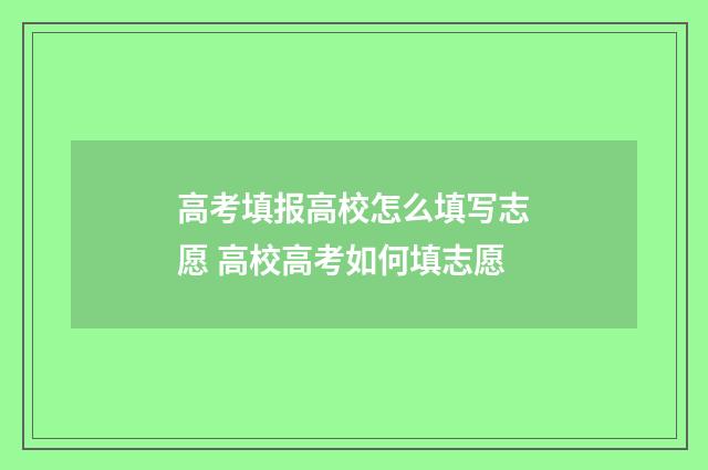 高考填报高校怎么填写志愿 高校高考如何填志愿