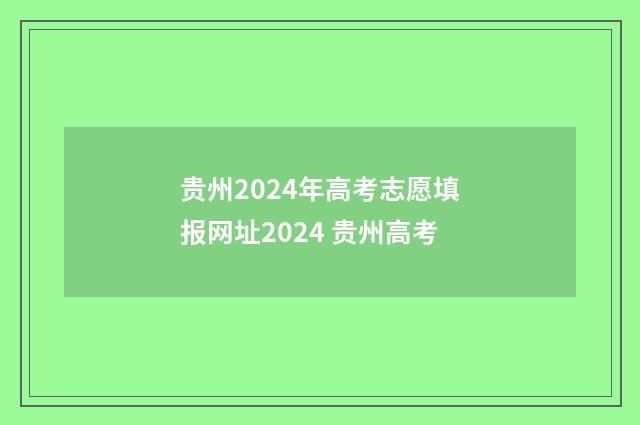 贵州2024年高考志愿填报网址2024 贵州高考