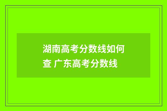 湖南高考分数线如何查 广东高考分数线