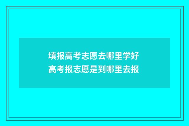 填报高考志愿去哪里学好 高考报志愿是到哪里去报
