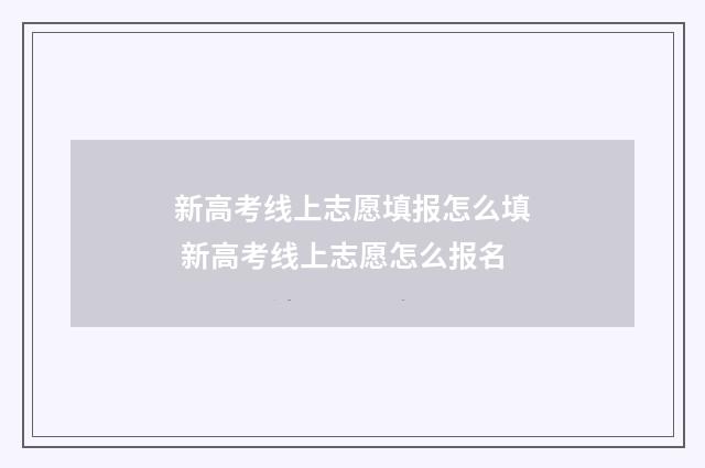 新高考线上志愿填报怎么填 新高考线上志愿怎么报名