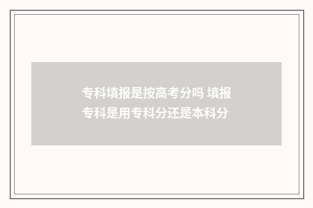 专科填报是按高考分吗 填报专科是用专科分还是本科分