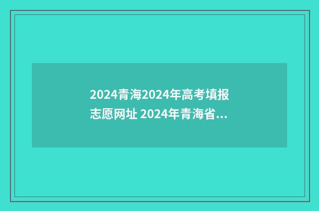 2024青海2024年高考填报志愿网址 2024年青海省高考加分政策