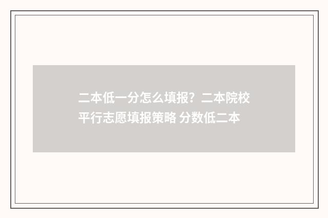 二本低一分怎么填报？二本院校平行志愿填报策略 分数低二本