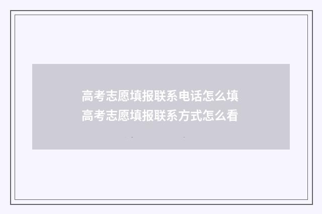 高考志愿填报联系电话怎么填 高考志愿填报联系方式怎么看
