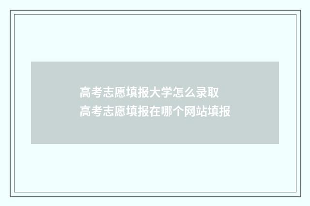 高考志愿填报大学怎么录取 高考志愿填报在哪个网站填报