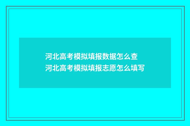 河北高考模拟填报数据怎么查 河北高考模拟填报志愿怎么填写
