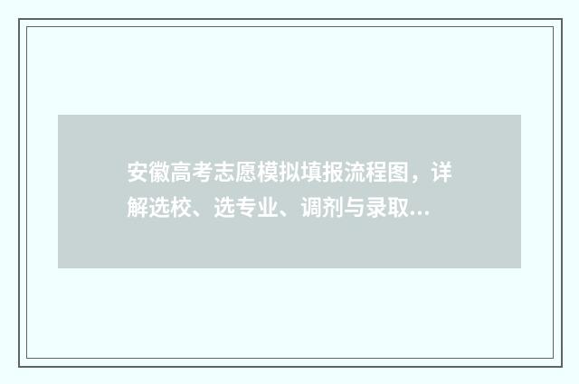 安徽高考志愿模拟填报流程图,详解选校、选专业、调剂与录取! 安徽高考志愿模拟填报