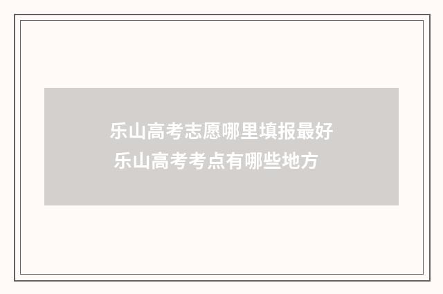 乐山高考志愿哪里填报最好 乐山高考考点有哪些地方