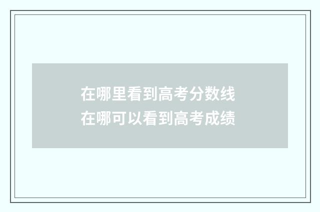 在哪里看到高考分数线 在哪可以看到高考成绩