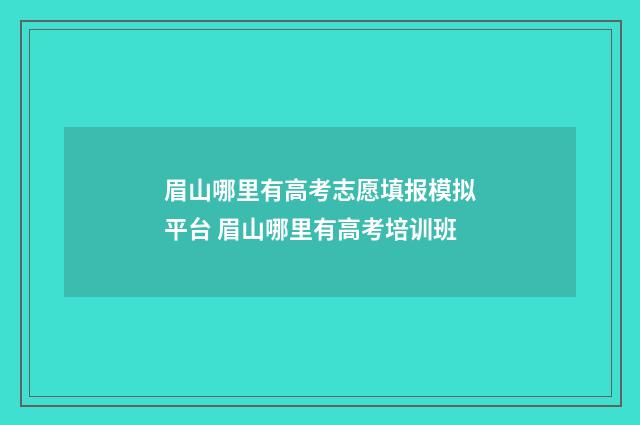 眉山哪里有高考志愿填报模拟平台 眉山哪里有高考培训班