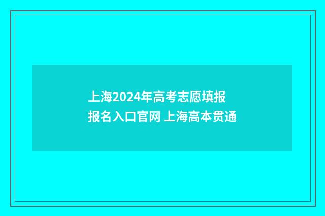 上海2024年高考志愿填报报名入口官网 上海高本贯通