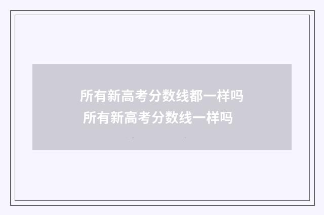 所有新高考分数线都一样吗 所有新高考分数线一样吗