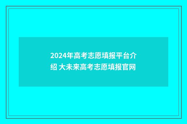 2024年高考志愿填报平台介绍 大未来高考志愿填报官网