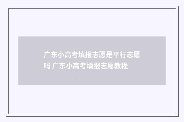 广东小高考填报志愿是平行志愿吗 广东小高考填报志愿教程