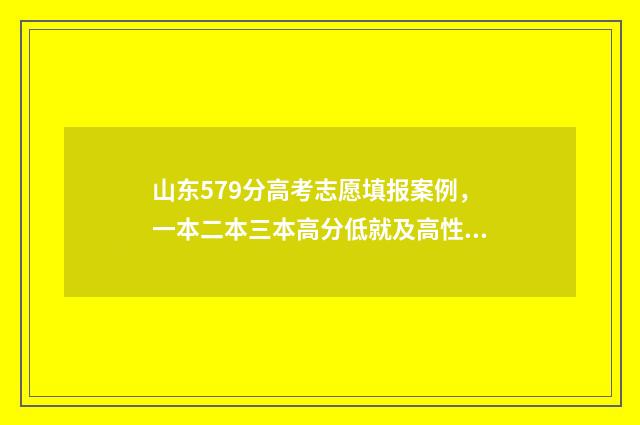 山东579分高考志愿填报案例，一本二本三本高分低就及高性价比大学推荐 山东高考595分