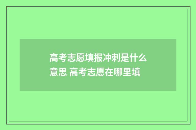 高考志愿填报冲刺是什么意思 高考志愿在哪里填