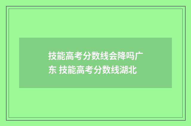 技能高考分数线会降吗广东 技能高考分数线湖北