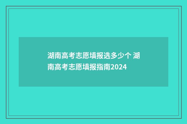 湖南高考志愿填报选多少个 湖南高考志愿填报指南2024