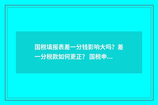 国税填报表差一分钱影响大吗?差一分税款如何更正? 国税申报表