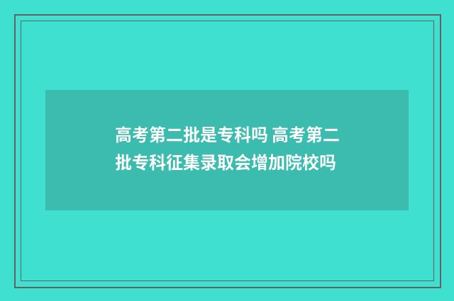 高考第二批是专科吗 高考第二批专科征集录取会增加院校吗