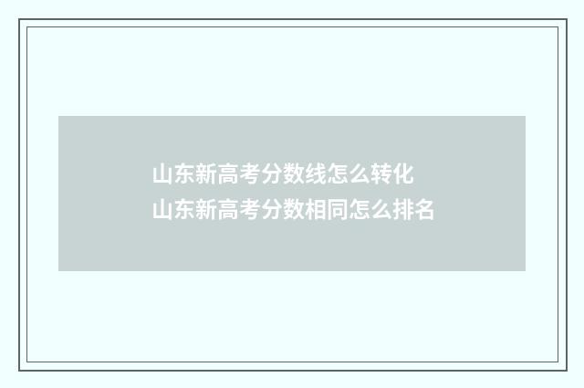 山东新高考分数线怎么转化 山东新高考分数相同怎么排名