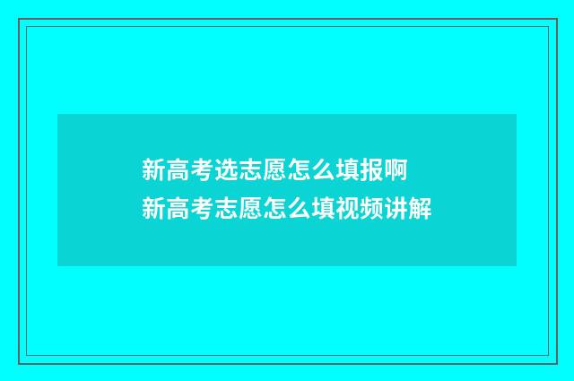 新高考选志愿怎么填报啊 新高考志愿怎么填视频讲解