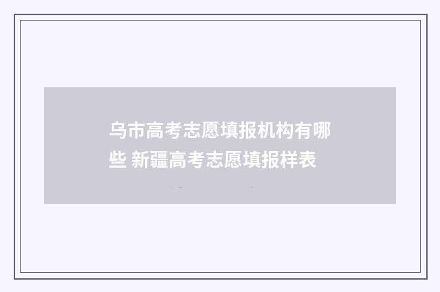 乌市高考志愿填报机构有哪些 新疆高考志愿填报样表