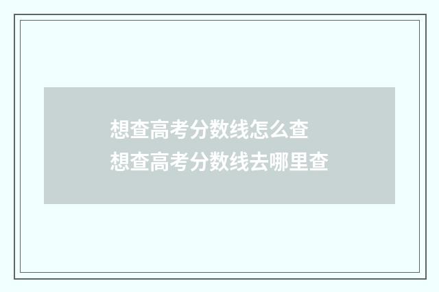 想查高考分数线怎么查 想查高考分数线去哪里查