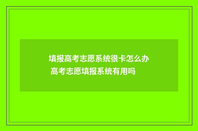 填报高考志愿系统很卡怎么办 高考志愿填报系统有用吗