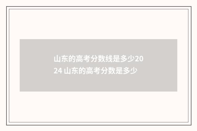 山东的高考分数线是多少2024 山东的高考分数是多少