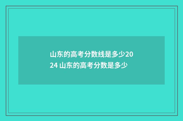 山东的高考分数线是多少2024 山东的高考分数是多少