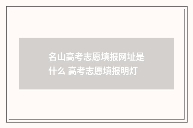 名山高考志愿填报网址是什么 高考志愿填报明灯