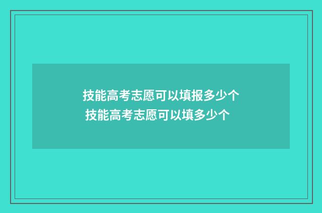 技能高考志愿可以填报多少个 技能高考志愿可以填多少个
