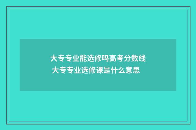 大专专业能选修吗高考分数线 大专专业选修课是什么意思