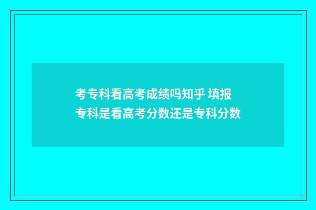 考专科看高考成绩吗知乎 填报专科是看高考分数还是专科分数