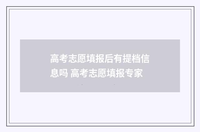 高考志愿填报后有提档信息吗 高考志愿填报专家