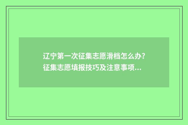 辽宁第一次征集志愿滑档怎么办？征集志愿填报技巧及注意事项 辽宁第一次征集志愿录取结果