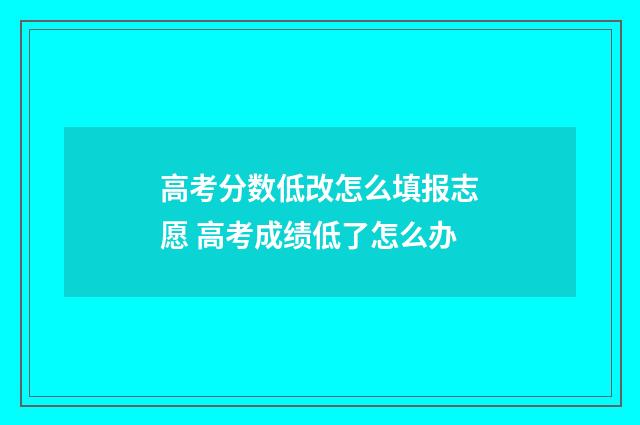 高考分数低改怎么填报志愿 高考成绩低了怎么办