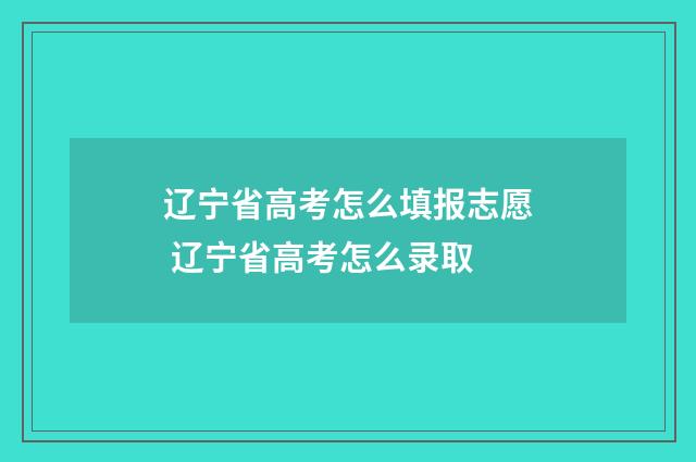 辽宁省高考怎么填报志愿 辽宁省高考怎么录取