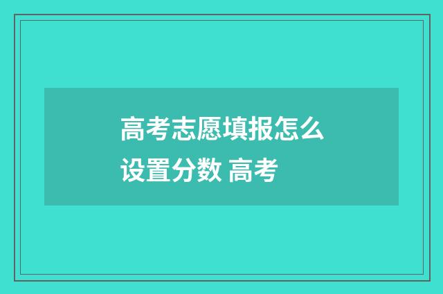 高考志愿填报怎么设置分数 高考