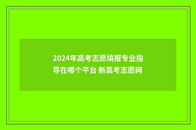 2024年高考志愿填报专业指导在哪个平台 新高考志愿网