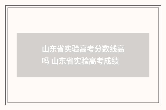 山东省实验高考分数线高吗 山东省实验高考成绩