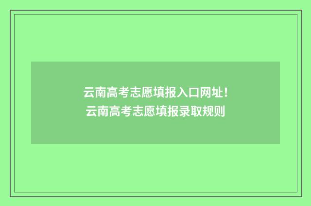云南高考志愿填报入口网址！ 云南高考志愿填报录取规则