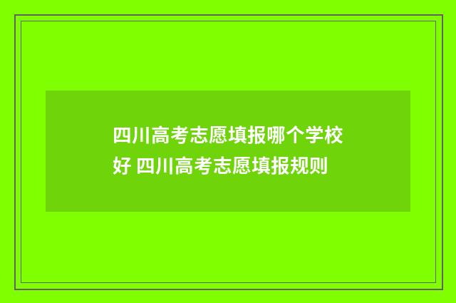 四川高考志愿填报哪个学校好 四川高考志愿填报规则