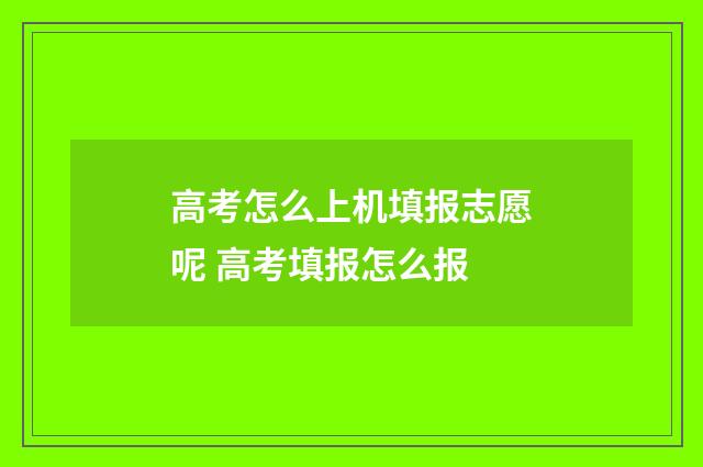 高考怎么上机填报志愿呢 高考填报怎么报